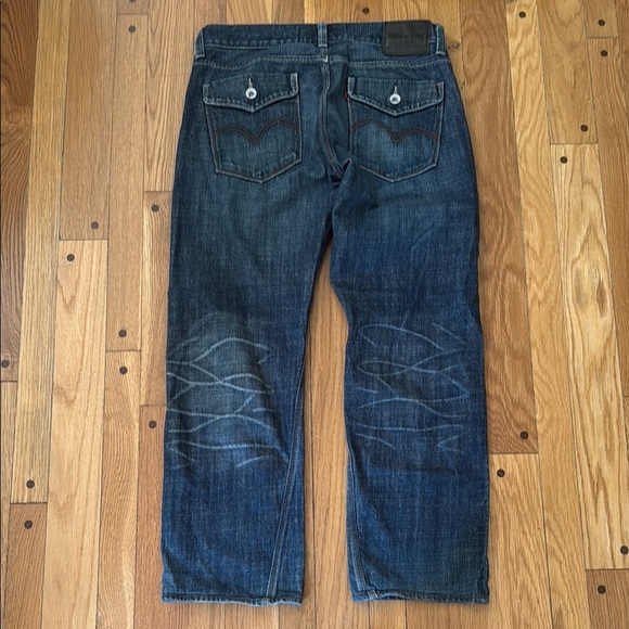 Levi's Slim Straight 514 Dark Blue Relaxed Fit Jeans Flap Pocket 34 x 29 - Picture 2 of 5